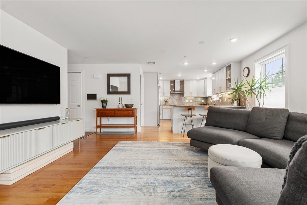 Interior, Kitchen, Living room, Recessed Lighting, Wood Texture Flooring