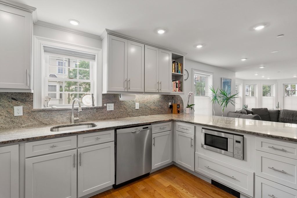 Interior, Kitchen, Recessed Lighting, Wood Texture Flooring