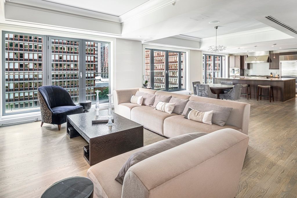 Interior, Kitchen, Living room, Pendant Lights, Recessed Lighting, Stainless Steel Appliances, Wood Texture Flooring