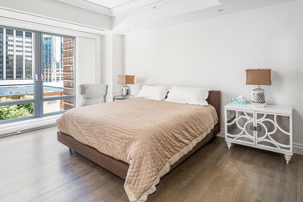 Bedroom, Interior, Recessed Lighting, Water, Wood Texture Flooring