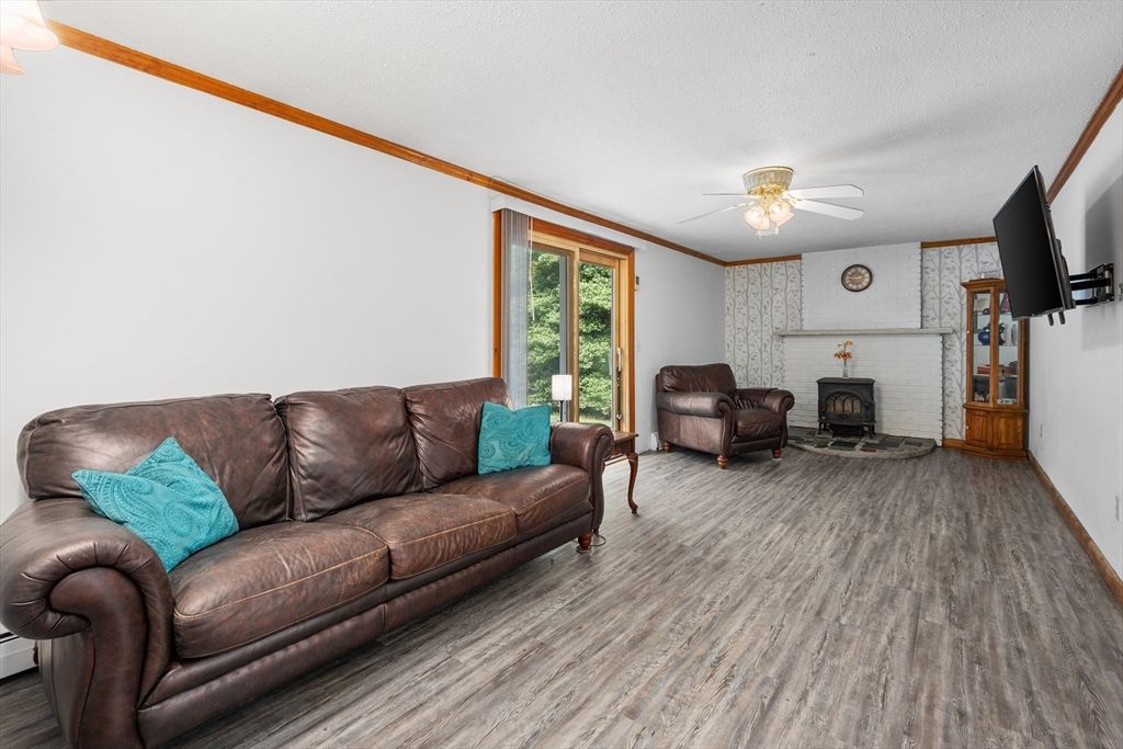 Fireplace, Interior, Living room, Stone Walls, Wood Texture Flooring