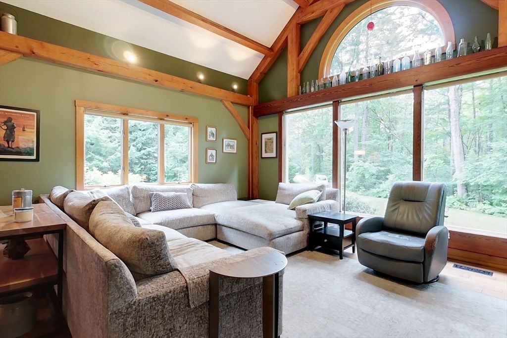 Interior, Living room, Recessed Lighting, Wooden Beams