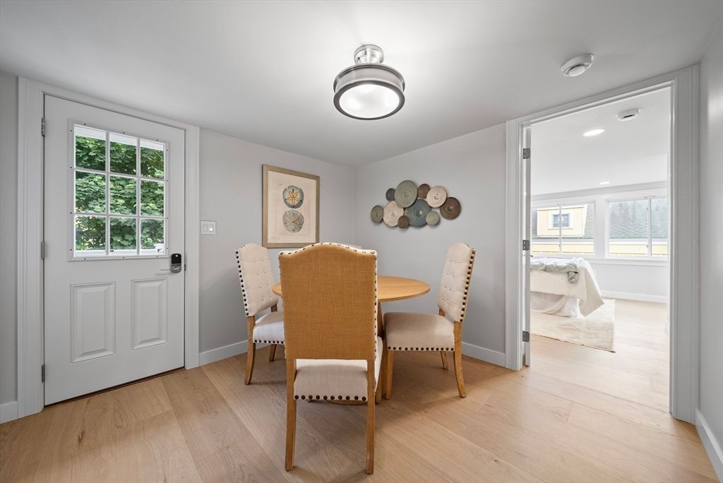 Dining room, Interior, Recessed Lighting, Wood Texture Flooring