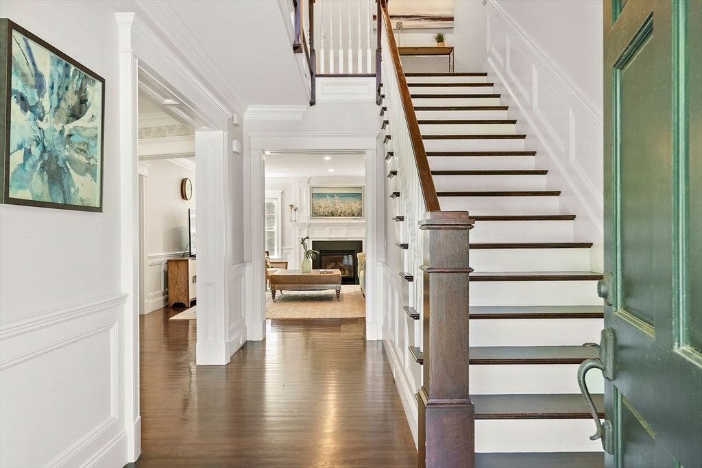 Fireplace, Interior, Recessed Lighting, Wood Texture Flooring