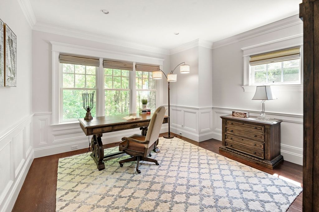 Home Office, Interior, Recessed Lighting, Wood Texture Flooring