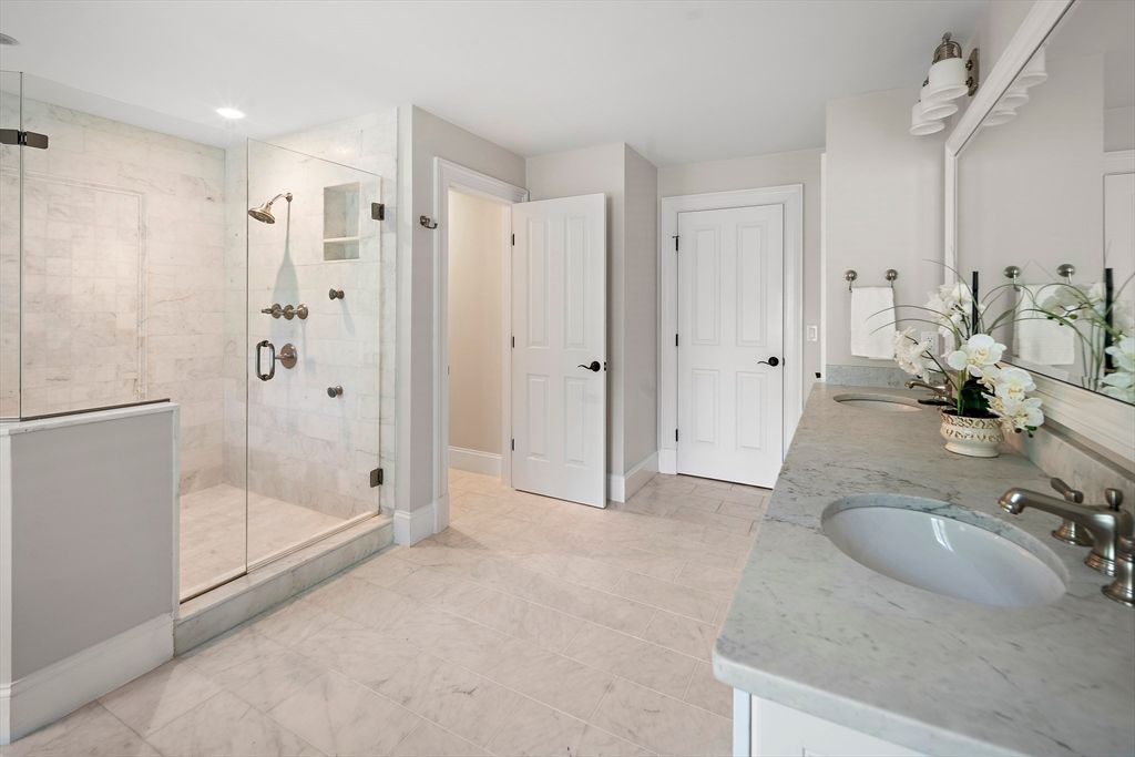 Bathroom, Dual Sink Vanities, Glass Shower, Interior, Recessed Lighting