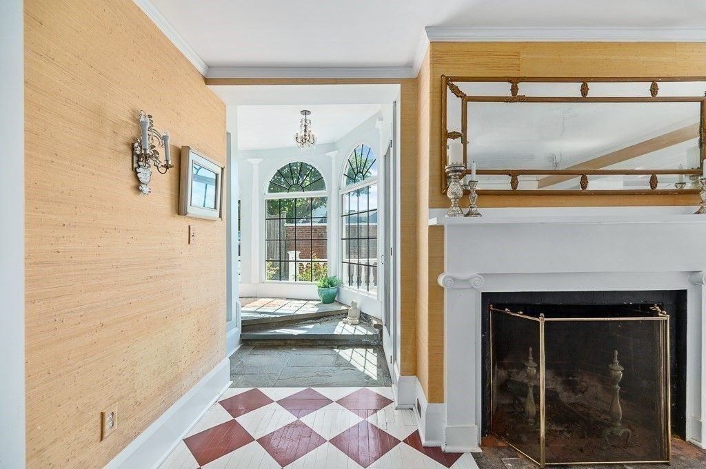 Fireplace, Interior, Marble, Wooden Walls