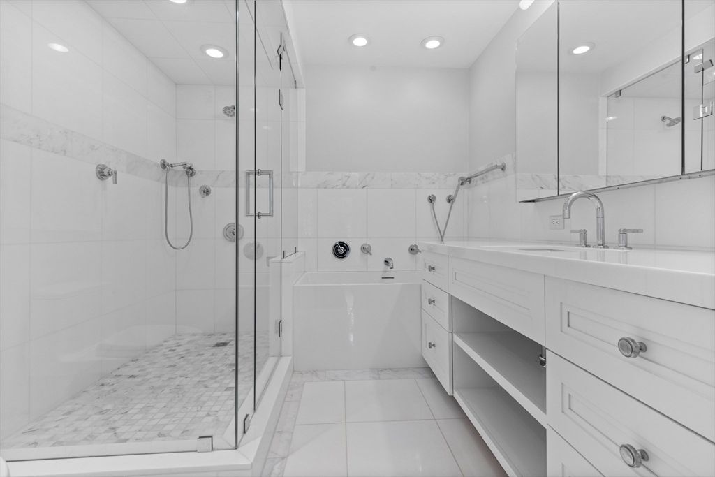 Bathroom, Dual Sink Vanities, Glass Shower, Interior, Recessed Lighting