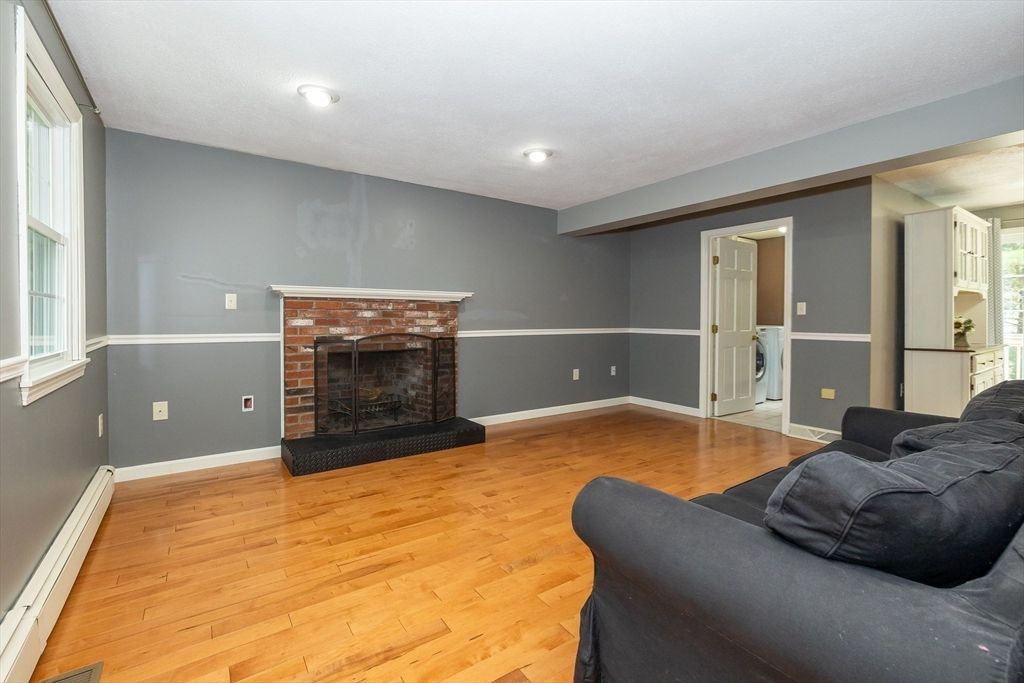 Fireplace, Interior, Recessed Lighting, Wood Texture Flooring