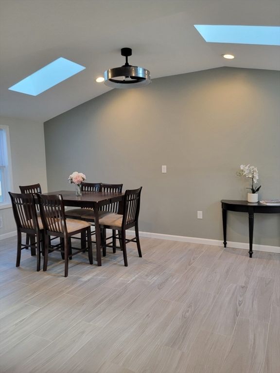 Dining room, Interior, Recessed Lighting, Wood Texture Flooring