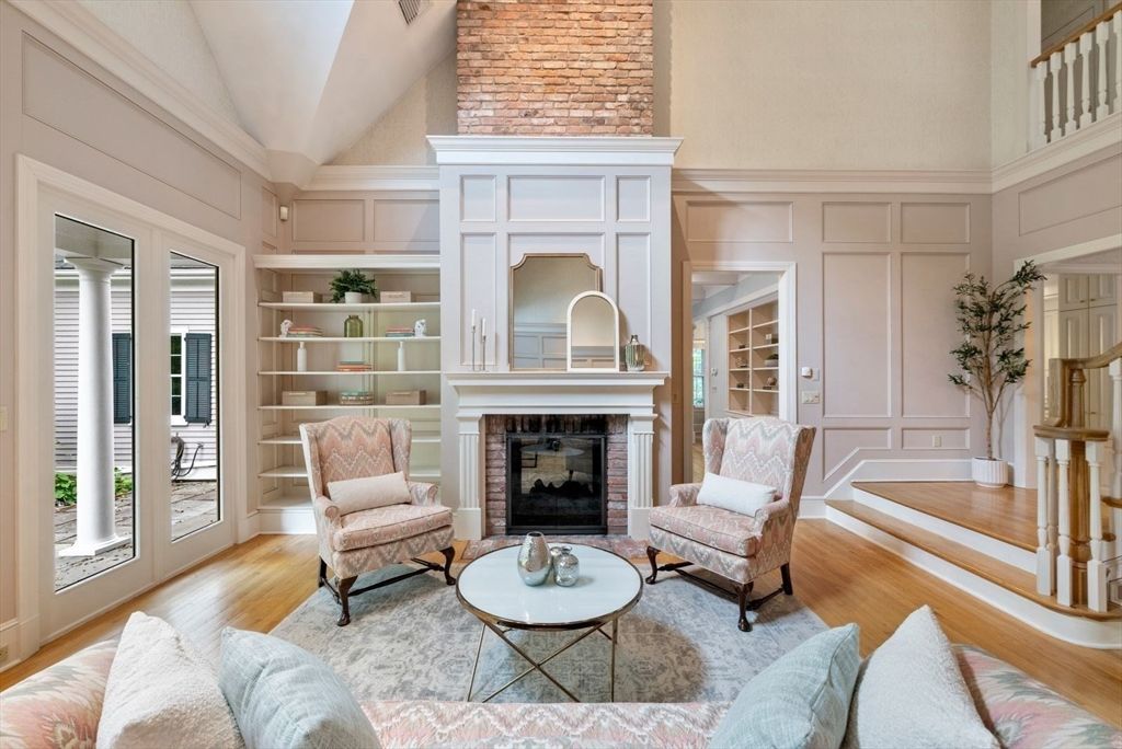 Fireplace, Interior, Living room, Stone Walls, Wood Texture Flooring