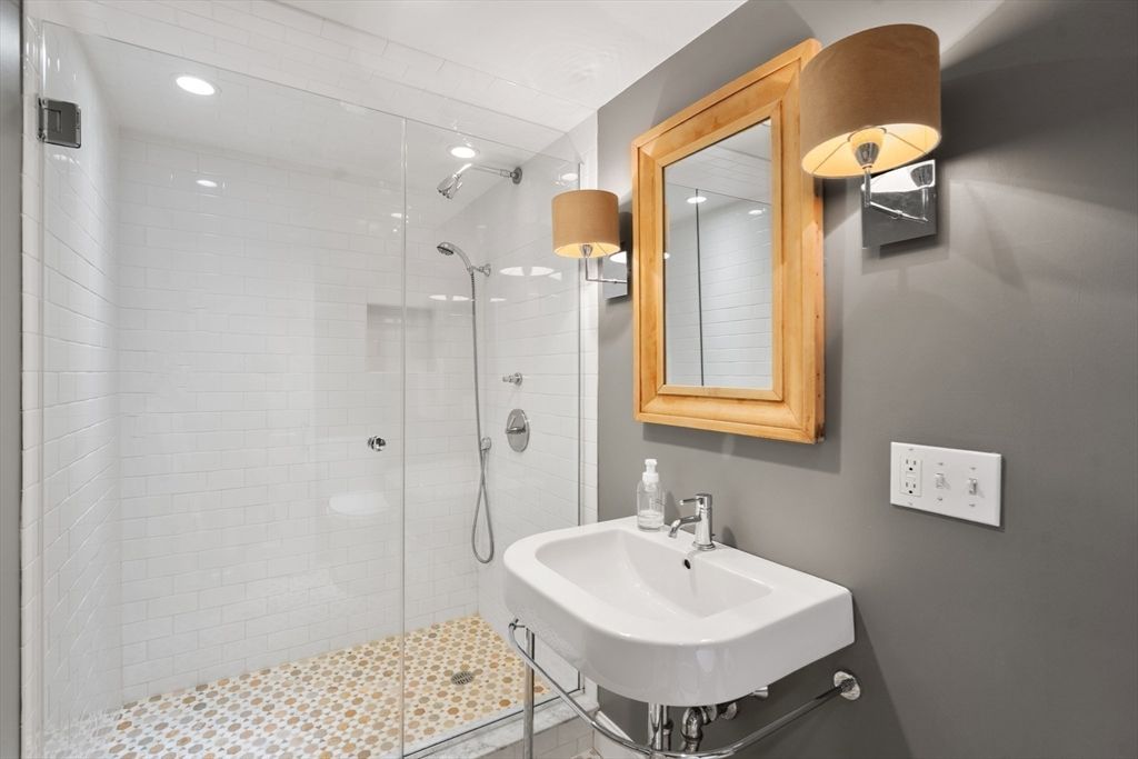 Bathroom, Glass Shower, Interior, Recessed Lighting
