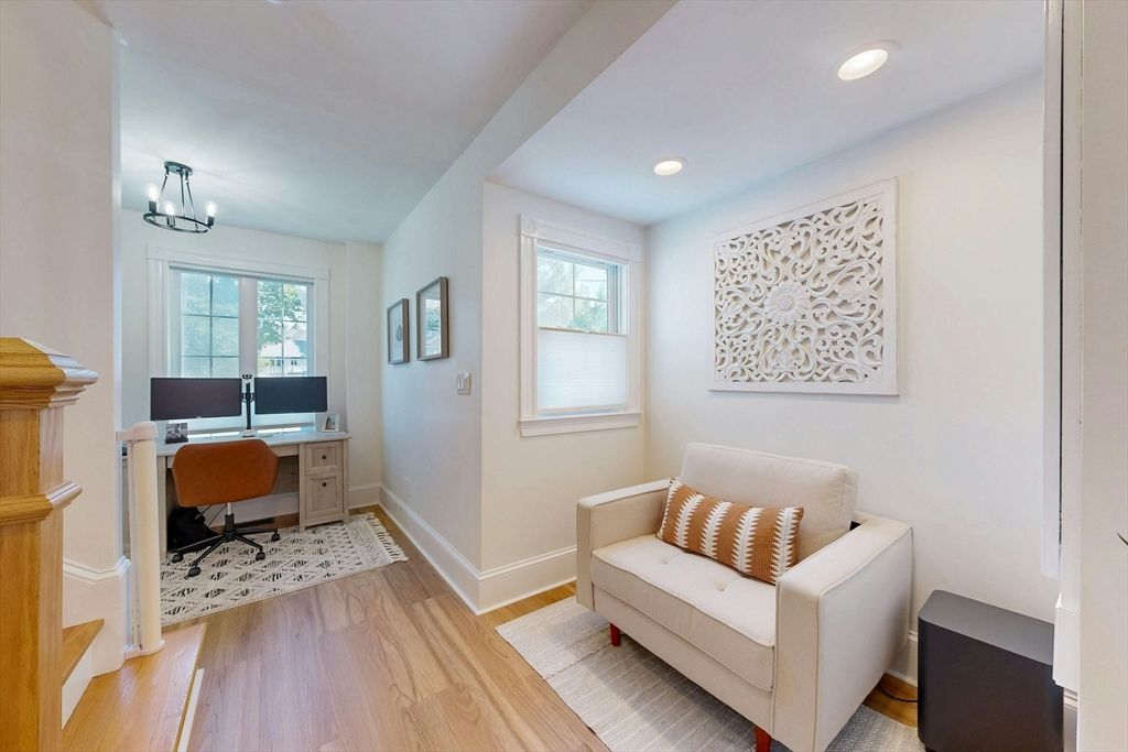Home Office, Interior, Recessed Lighting, Wood Texture Flooring