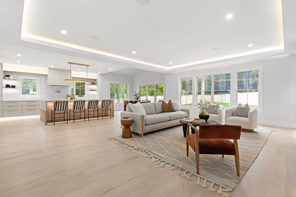 Interior, Kitchen, Living room, Pendant Lights, Recessed Lighting, Wood Texture Flooring