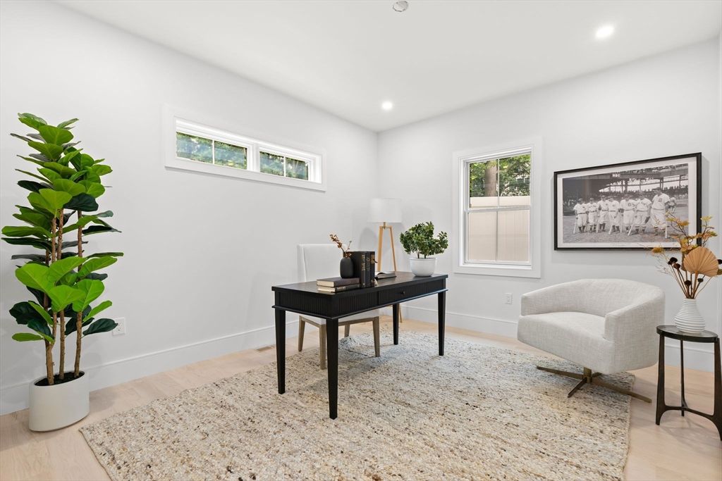 Home Office, Interior, Recessed Lighting, Wood Texture Flooring