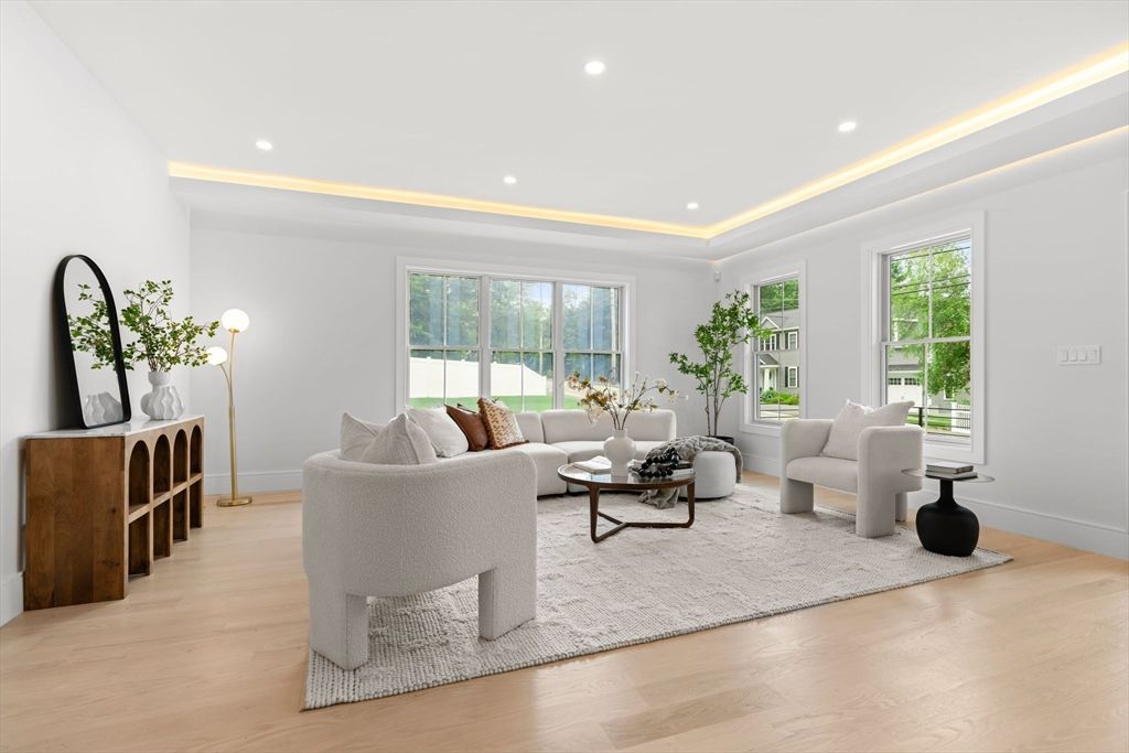 Interior, Living room, Recessed Lighting, Wood Texture Flooring
