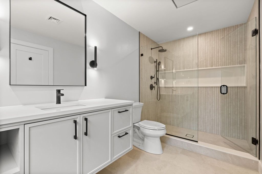 Bathroom, Glass Shower, Interior, Recessed Lighting