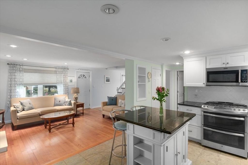 Interior, Kitchen, Living room, Recessed Lighting, Stainless Steel Appliances, Wood Texture Flooring