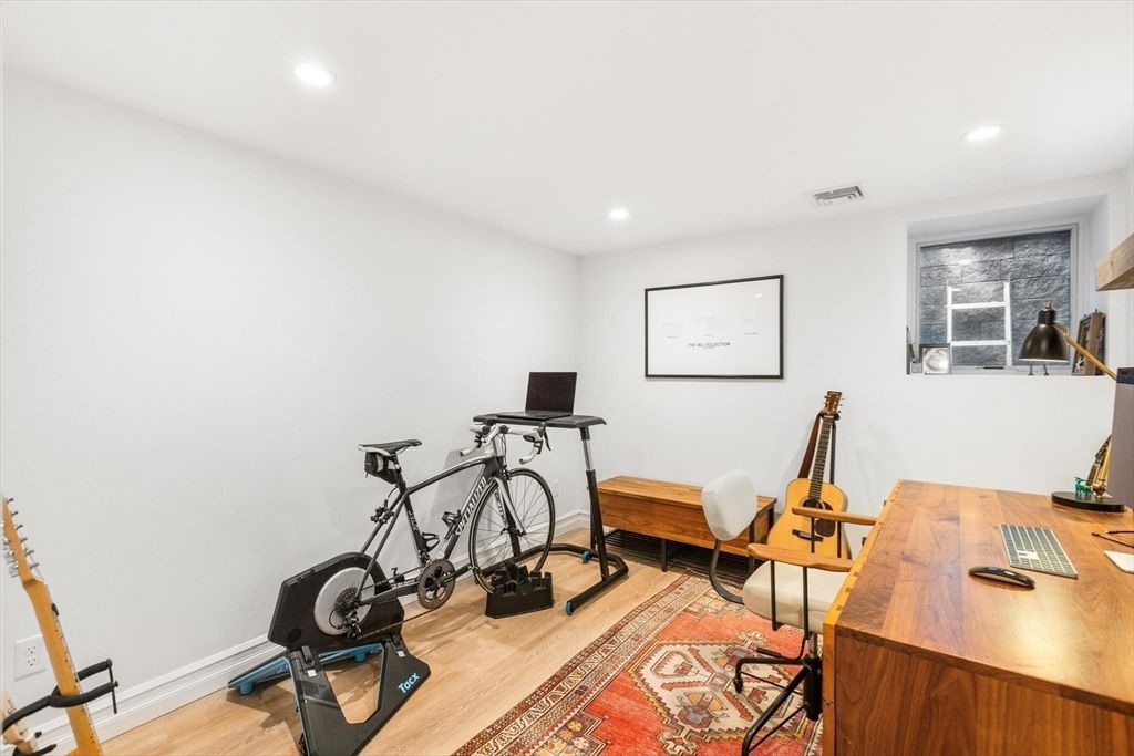 Fitness Equipment, Home Office, Interior, Recessed Lighting, Wood Texture Flooring