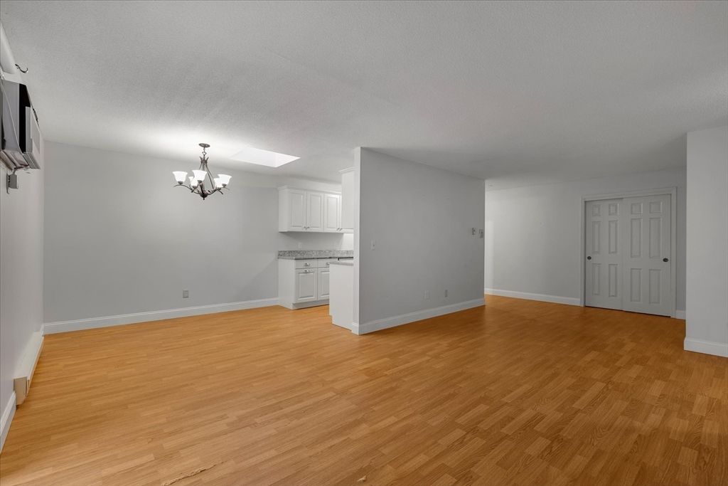 Chandelier, Empty room, Interior, Kitchen, Wood Texture Flooring
