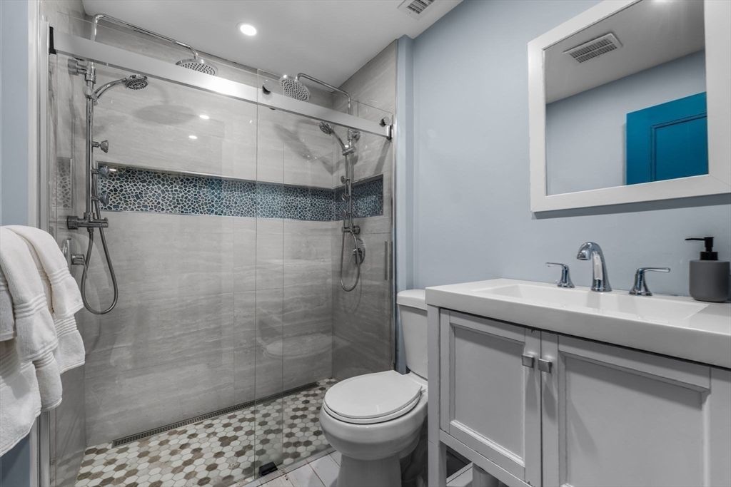 Bathroom, Glass Shower, Interior, Recessed Lighting