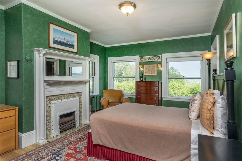 Bedroom, Fireplace, Interior, Wood Texture Flooring