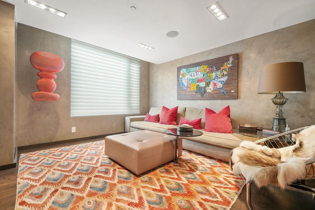 Interior, Living room, Recessed Lighting, Wood Texture Flooring