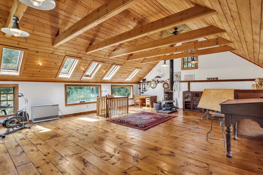 Fireplace, Fitness Equipment, Interior, Wooden Beams, Wooden Ceilings, Wood Texture Flooring