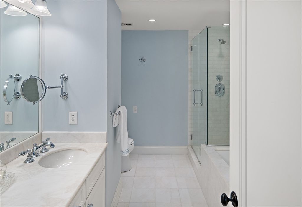 Bathroom, Glass Shower, Interior, Recessed Lighting