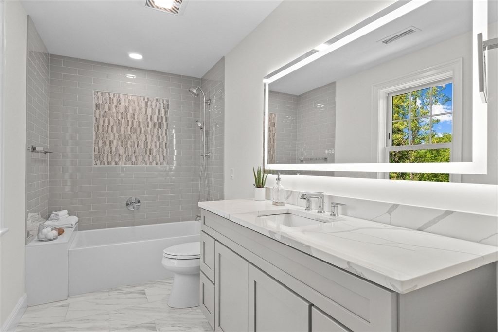 Bathroom, Glass Shower, Interior, Marble, Recessed Lighting