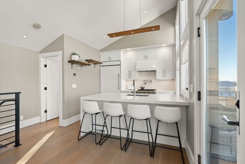 Interior, Kitchen, Recessed Lighting, Wooden Beams, Wood Texture Flooring