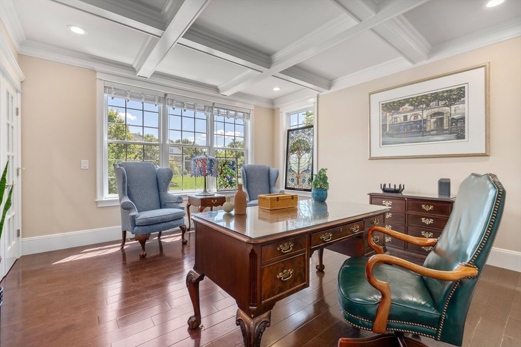 Home Office, Interior, Recessed Lighting, Wood Texture Flooring