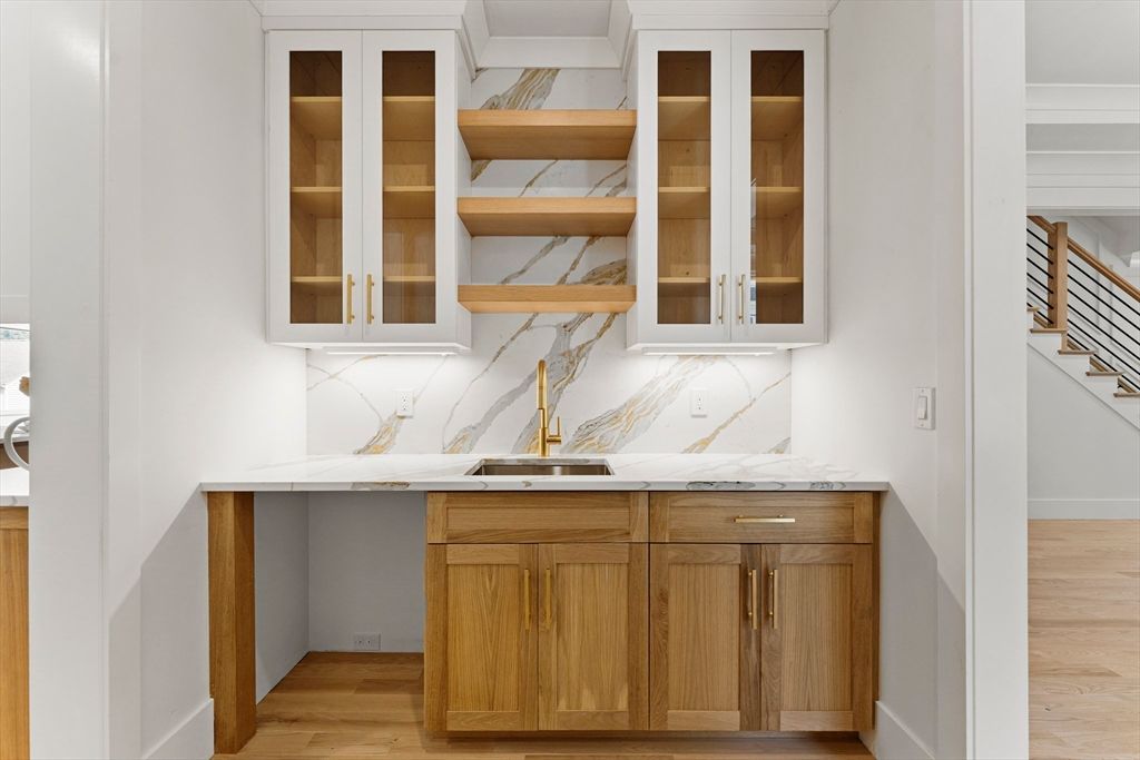 Interior, Marble Walls, Wood Texture Flooring