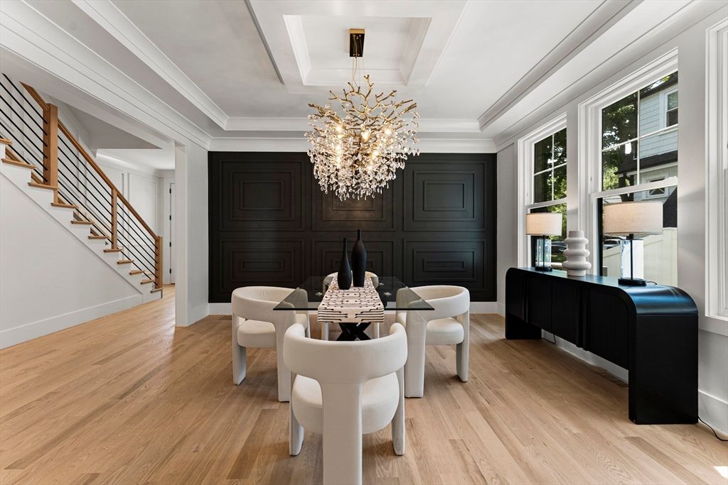 Chandelier, Dining room, Interior, Wood Texture Flooring