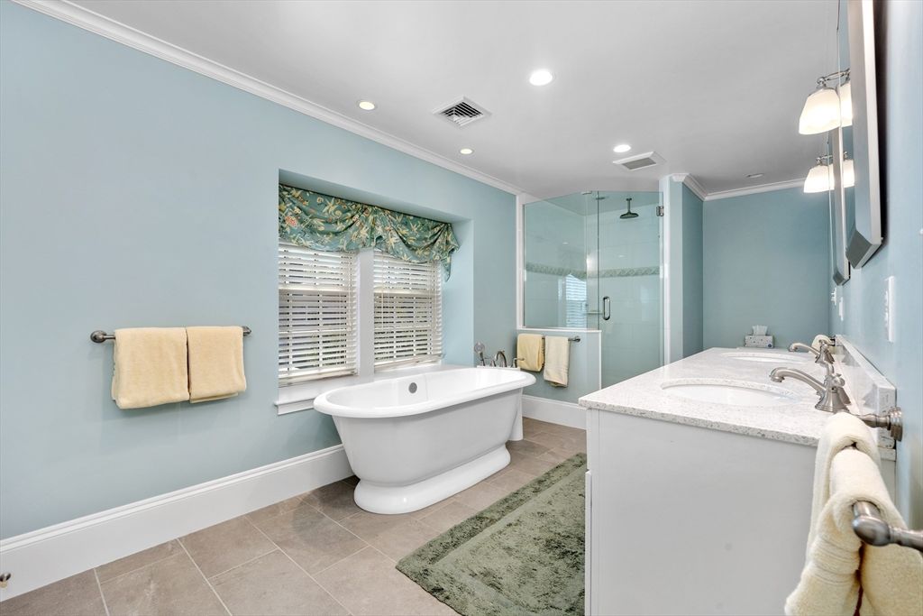 Bathroom, Dual Sink Vanities, Free Standing Baths, Glass Shower, Interior, Recessed Lighting