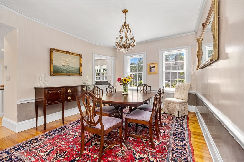 Chandelier, Dining room, Interior, Wood Texture Flooring