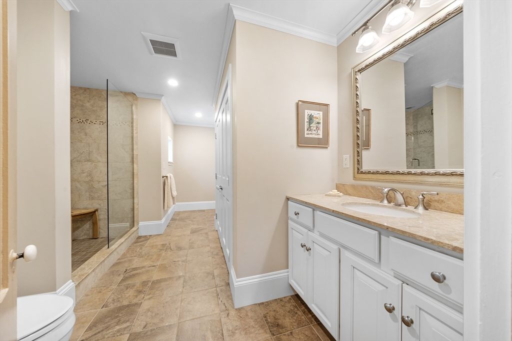 Bathroom, Glass Shower, Interior, Recessed Lighting