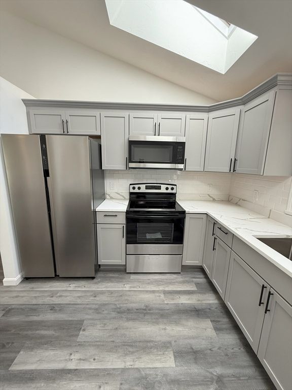 Interior, Kitchen, Stainless Steel Appliances, Wood Texture Flooring