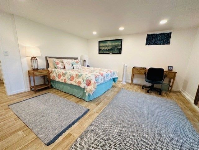 Bedroom, Home Office, Interior, Recessed Lighting, Wood Texture Flooring