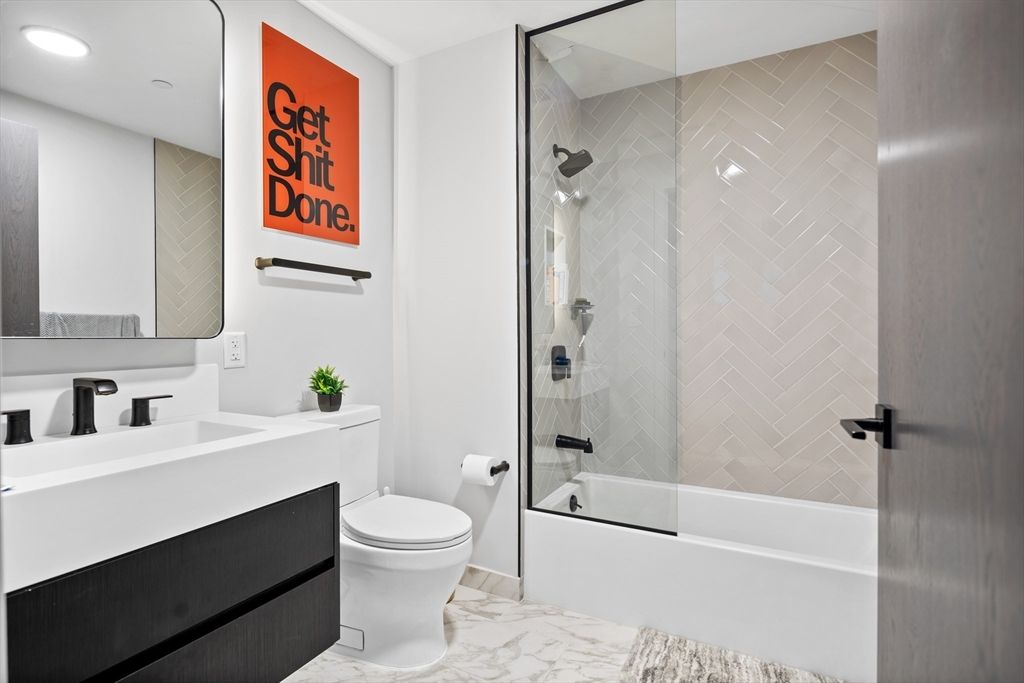 Bathroom, Glass Shower, Interior, Marble, Recessed Lighting