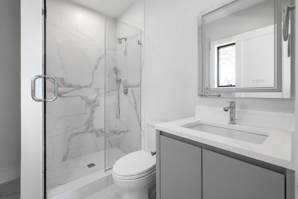 Bathroom, Glass Shower, Interior, Marble Walls
