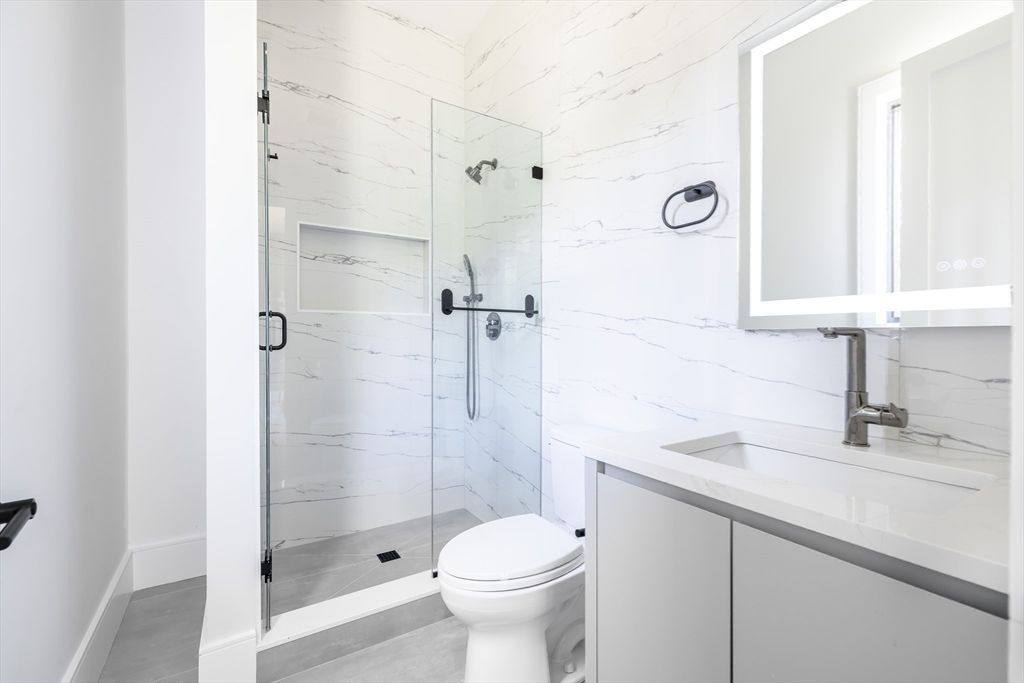 Bathroom, Glass Shower, Interior, Marble Walls