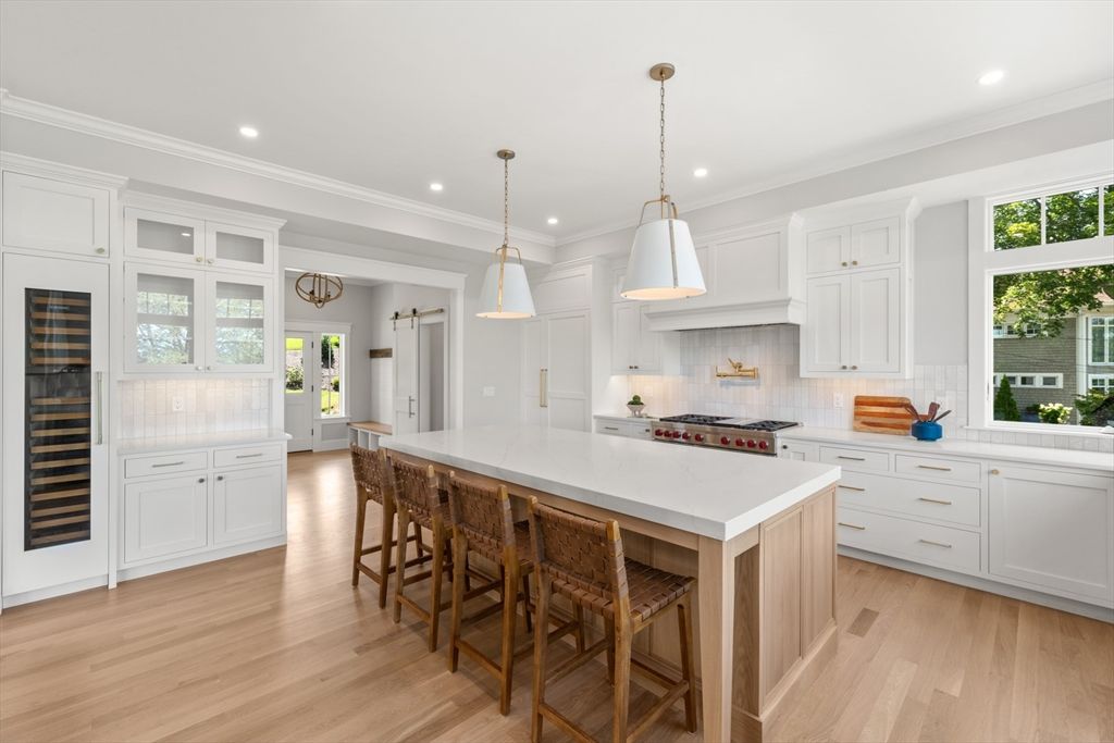 Interior, Kitchen, Pendant Lights, Recessed Lighting, Wood Texture Flooring