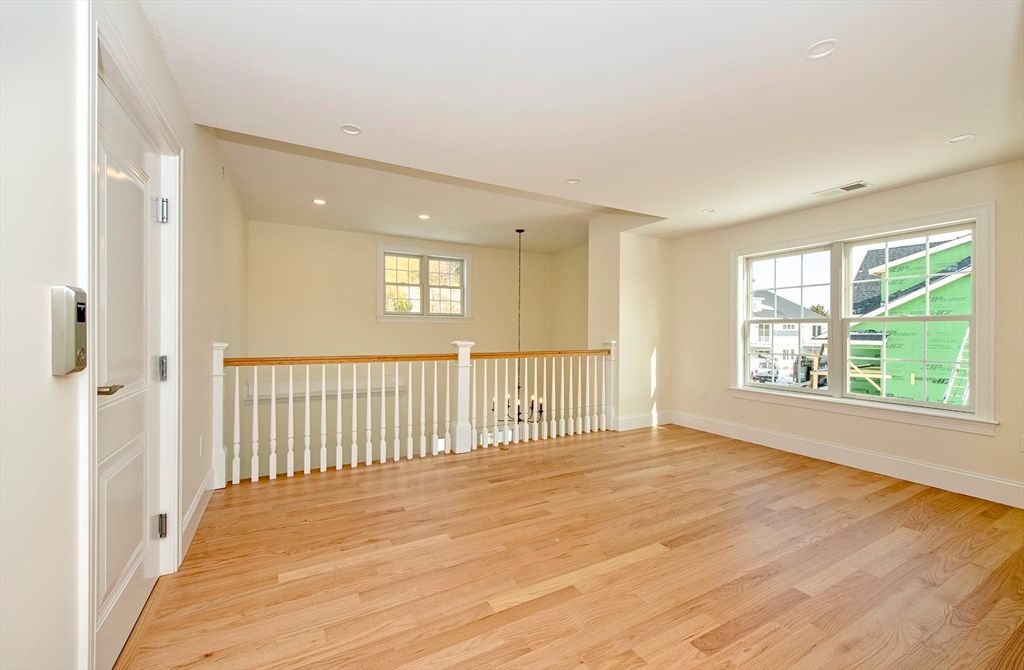 Empty room, Interior, Pendant Lights, Recessed Lighting, Wood Texture Flooring