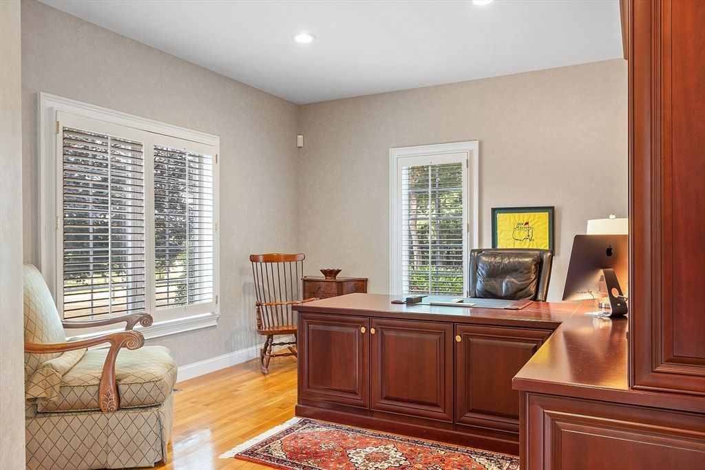 Home Office, Interior, Recessed Lighting, Wood Texture Flooring