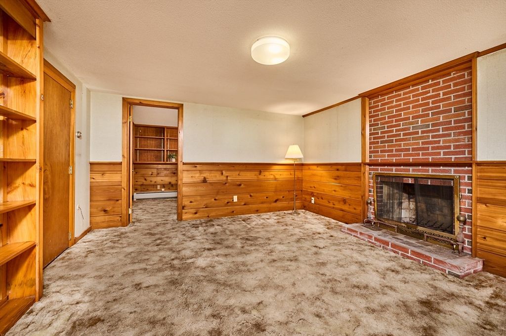 Empty room, Fireplace, Interior, Stone Walls, Wooden Walls