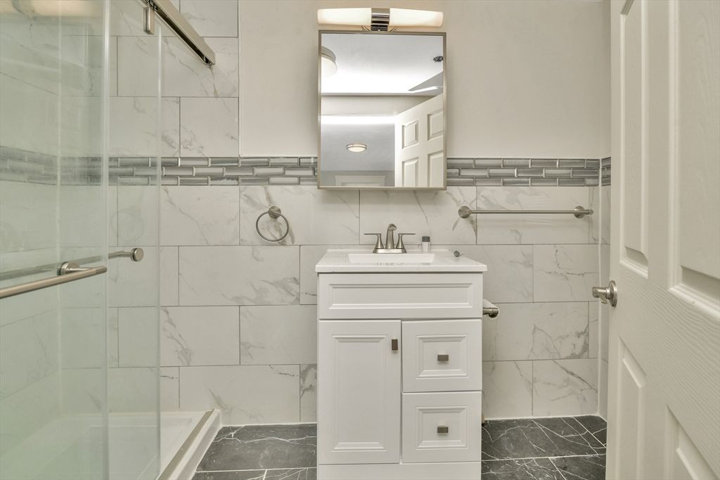 Bathroom, Glass Shower, Interior, Marble Walls