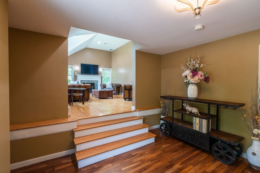 Fireplace, Interior, Recessed Lighting, Wood Texture Flooring
