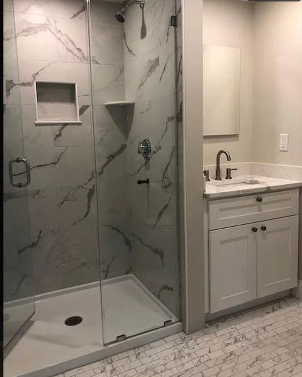 Bathroom, Glass Shower, Interior, Marble Walls