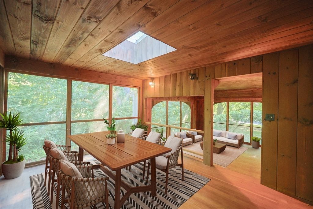 Dining room, Interior, Wooden Ceilings, Wood Texture Flooring, Wooden Walls